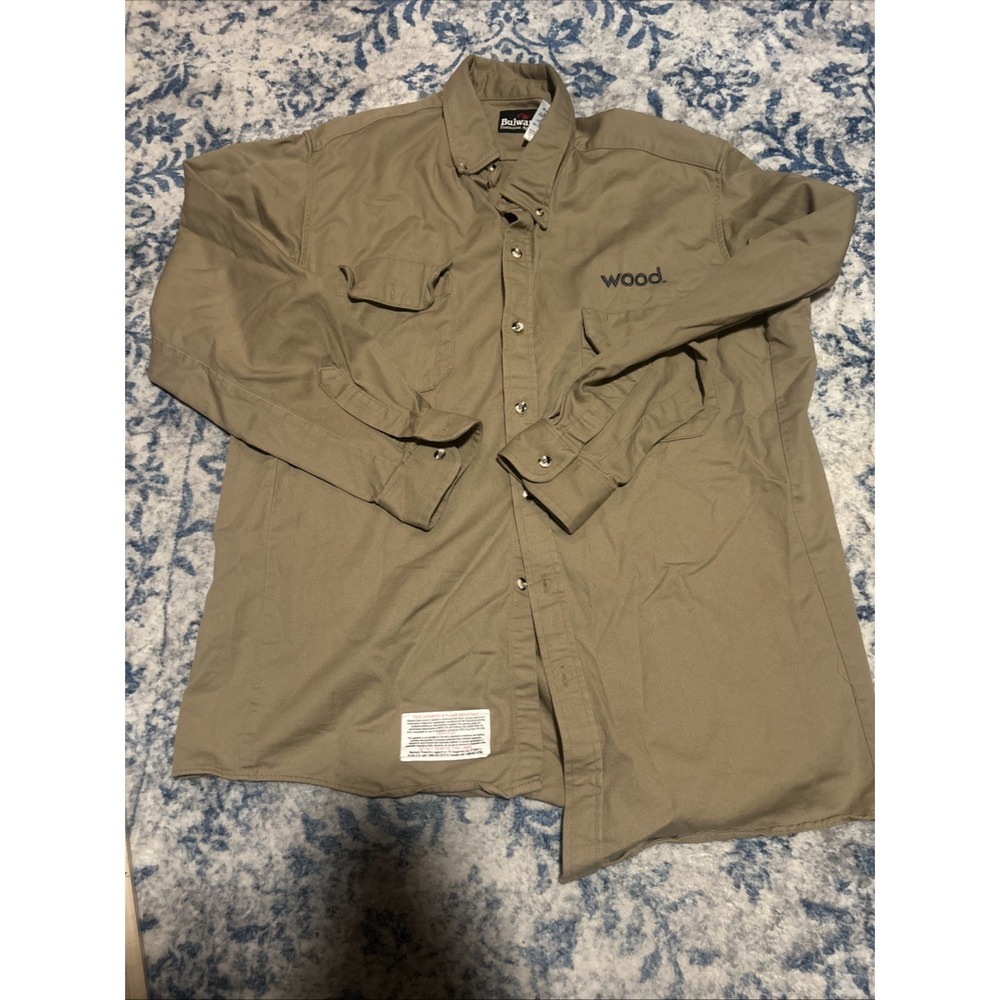 Bulwark FR Shirt Mens XL Brown Solid Flame Resistant Workwear Long Sleeve
